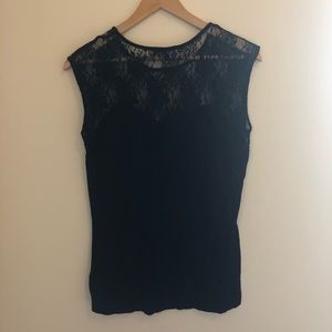 Vivienne Tam Black Lace Top w Sweetheart Neck Line